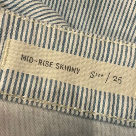 Anthro Pilcro letterpress striped Skinny Railroad blue white Jean denim 25 - Picture 12 of 16